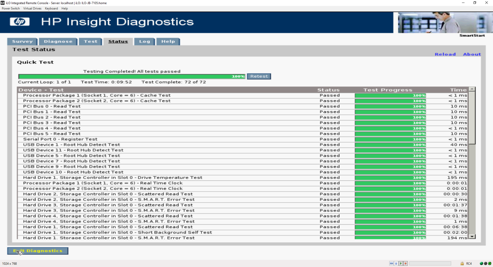 HP Insight Diagnostics for advanced testing
